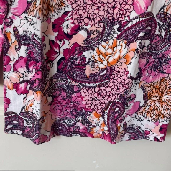 Charter Club Pink and Orange Floral Long Sleeve Top - Picture 4 of 7